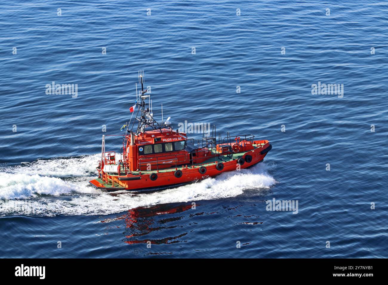 Pilotboot vor Visby, Gotland, Schweden Stockfoto