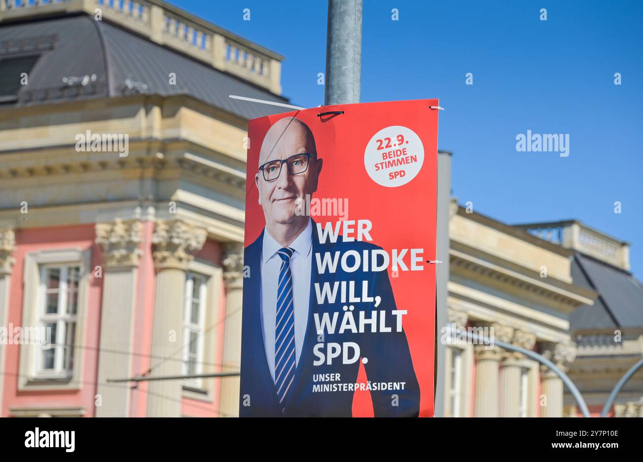 Dietmar Woidke, SPD, Wahlplakat zur Landtagswahl in Brandenburg am 22. September 2024, Potsdam, Brandenburg, Deutschland, Wahlplakat zur Landta Stockfoto