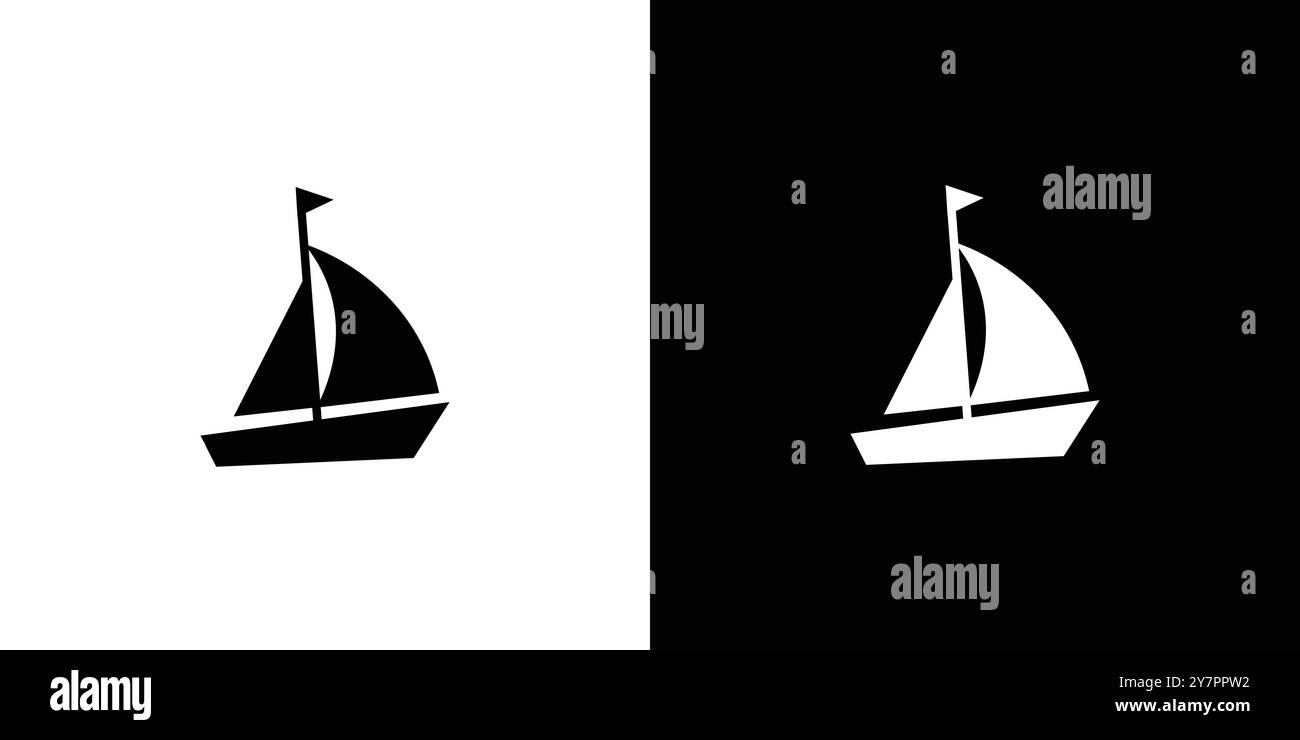 Segelboot-Symbol flache dünne Linie Vektor Illustration Art Outline Set Stock Vektor