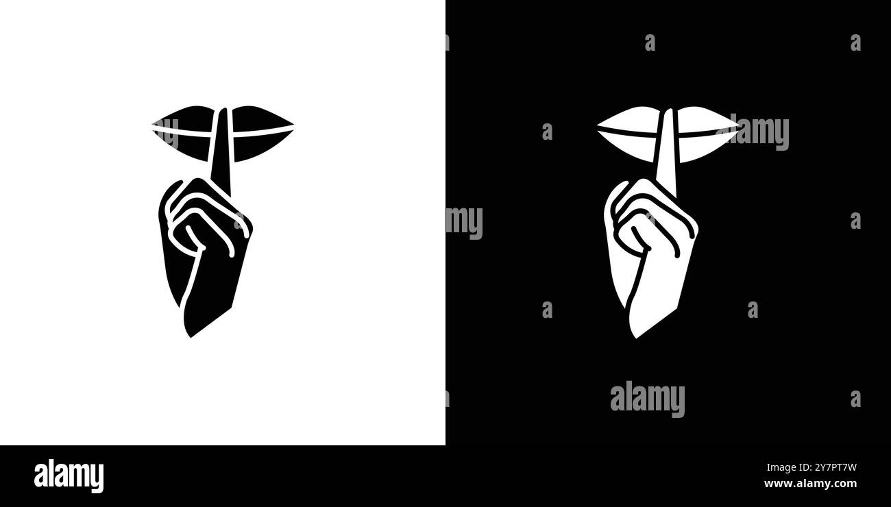 Bitte machen Sie ganz pssst Symbol flache dünne Linie Vektor Illustration Art Kontur Set Stock Vektor