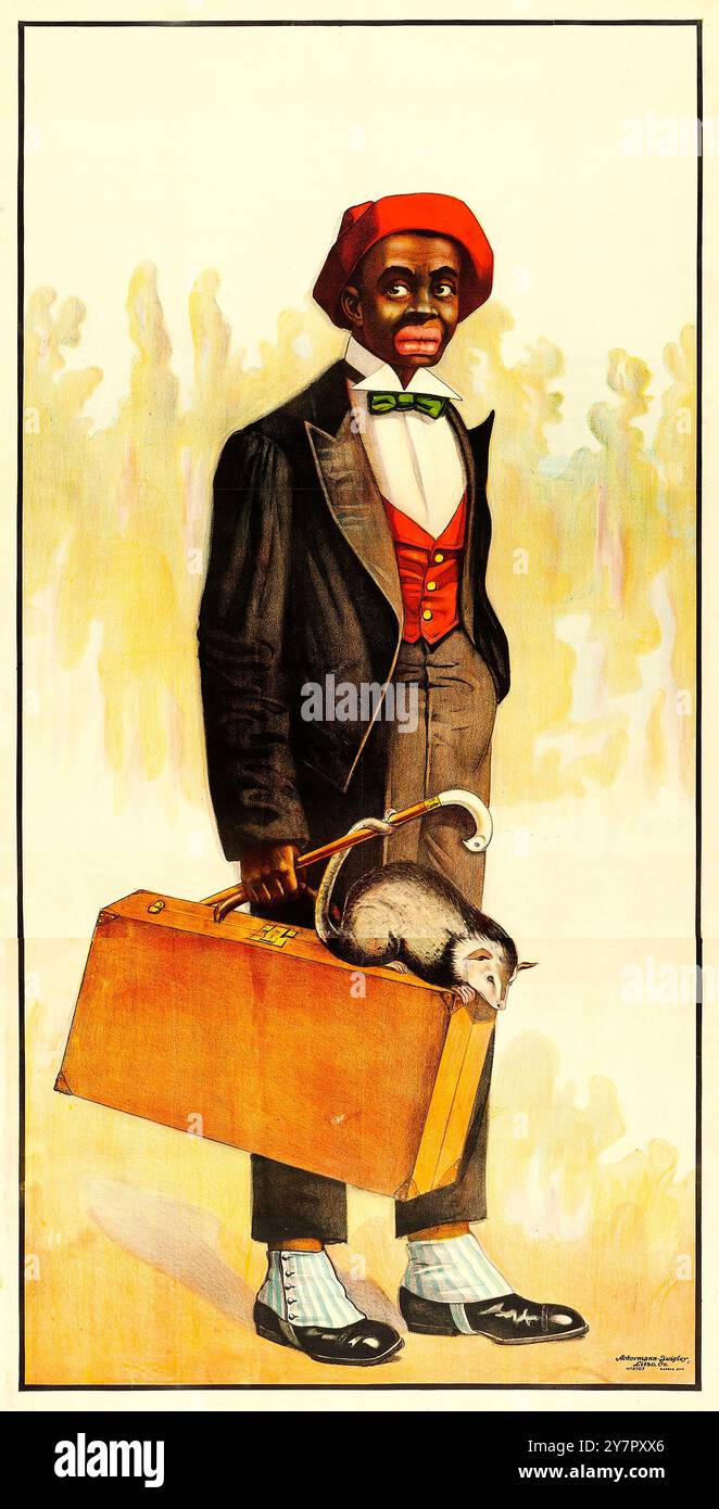 Minstrel Show (Ackermann-Quigley, 1900er). Werbeplakat – einige dieser Shows zeigten weiße Schauspieler, die ein schwarzes Gesicht in einem Standard-dreiteiligen M trugen Stockfoto