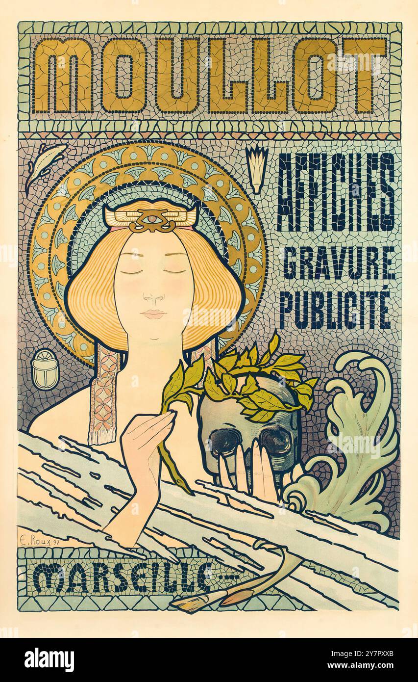 Moullot Marseille, Affiches, Tiefdruck, Publizité (1900) E. Roux (französischer Plakatkünstler) Poster im Jugendstil Stockfoto