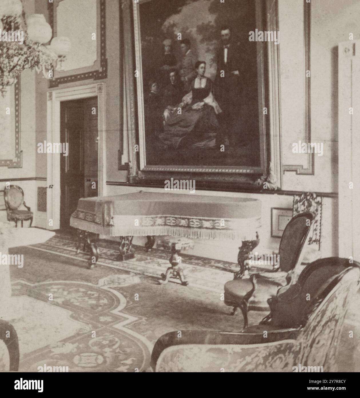 Vintage-Foto vom Roten Raum im Haus des Präsidenten. Washington D.C. USA. Zwischen 1870 und 1895 Stockfoto