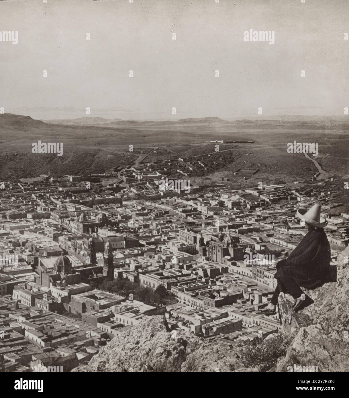 Vintage-Foto der malerischen Stadt Zacatecas aus der Nähe der Silberminen, Mexiko. 1906 Stockfoto