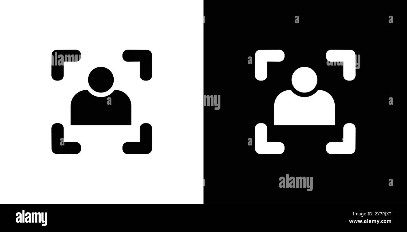 Gesichtserkennung Symbol Vektorlinie Logo-Marke oder Symbolsatz Konturstil der Kollektion Stock Vektor
