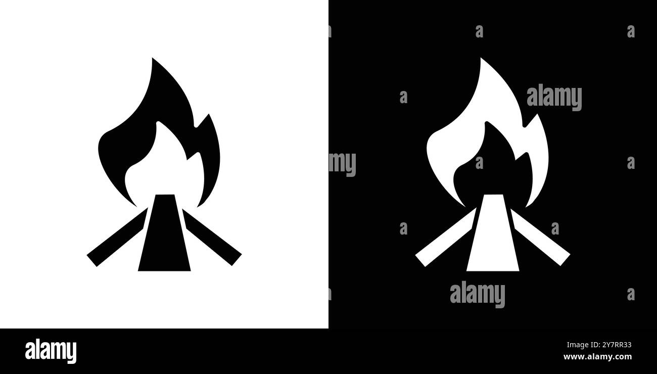 Lagerfeuer Symbol Vektorlinie Logo-Marke oder Symbol Set Kollektion Umrissstil Stock Vektor