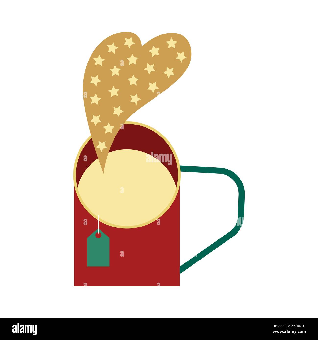 Heißer Tee in einer roten Teetasse mit kleinen Sternen, Weihnachtskonzept Vektor-Illustration Stock Vektor