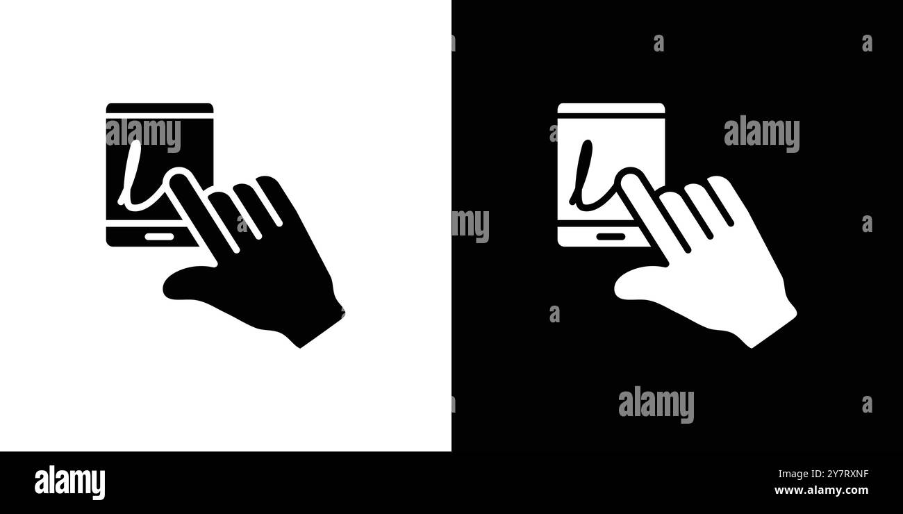 Fingerbestätigung Signatur Symbol Vektorlinie Logo-Marke oder Symbol Set Kollektion Outline Style Stock Vektor