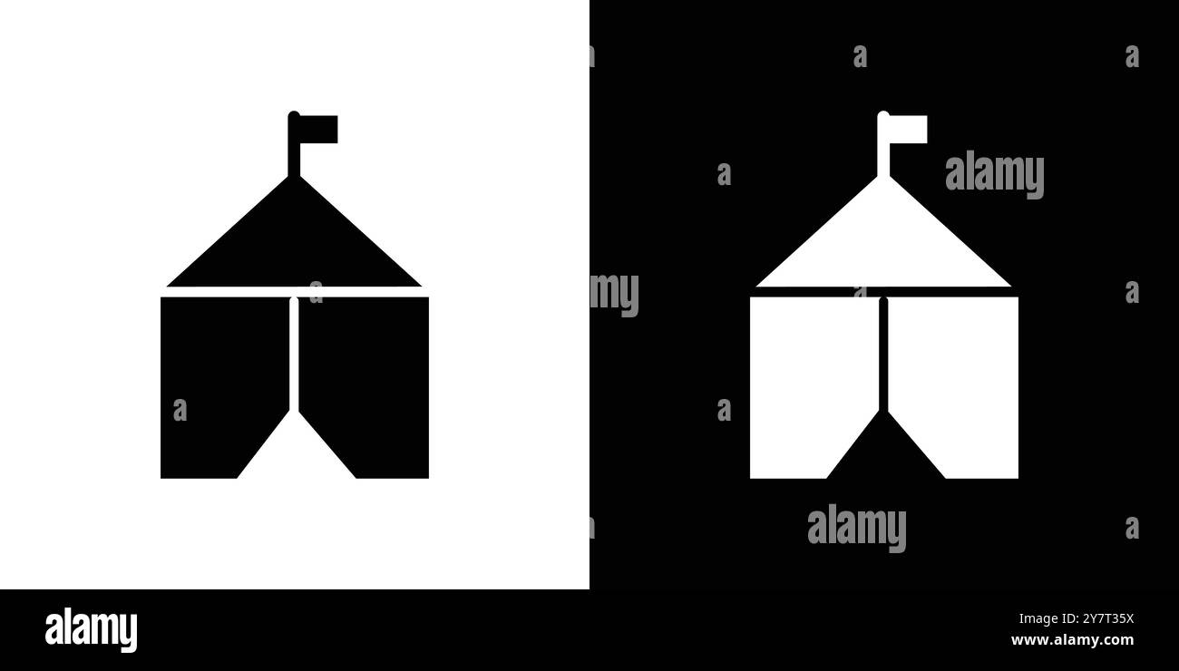 Zelt-Symbol-Vektorlinie Logomarke oder Symbolsatz-Kollektion Umrissstil Stock Vektor
