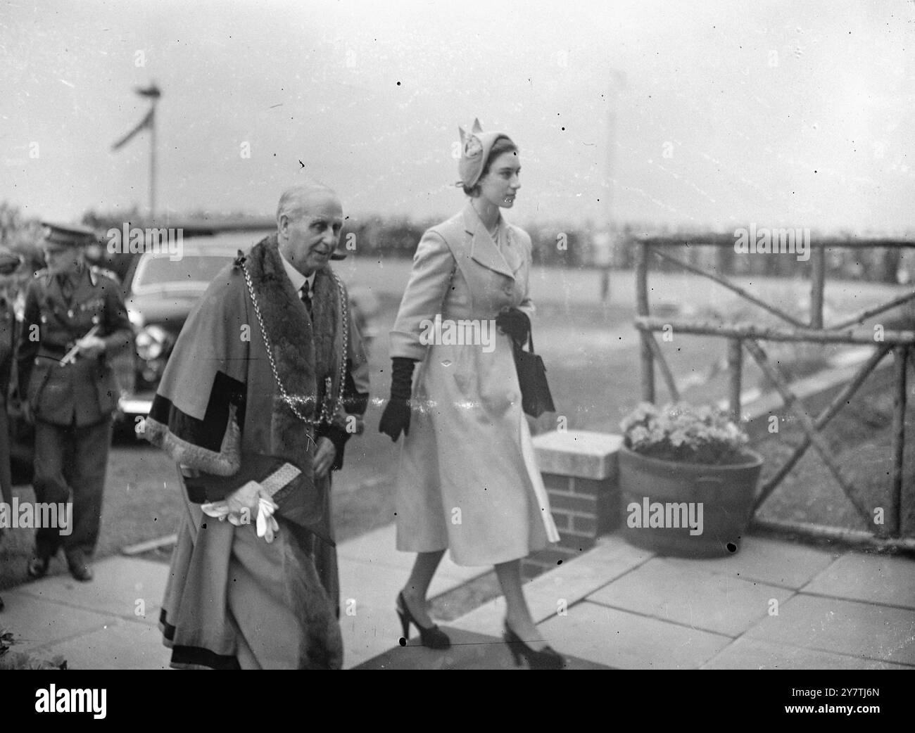 Prinzessin Margaret besucht Wallsend-on-Tyne, um den riesigen Öltanker Velutina4. April 1950 zu starten Stockfoto