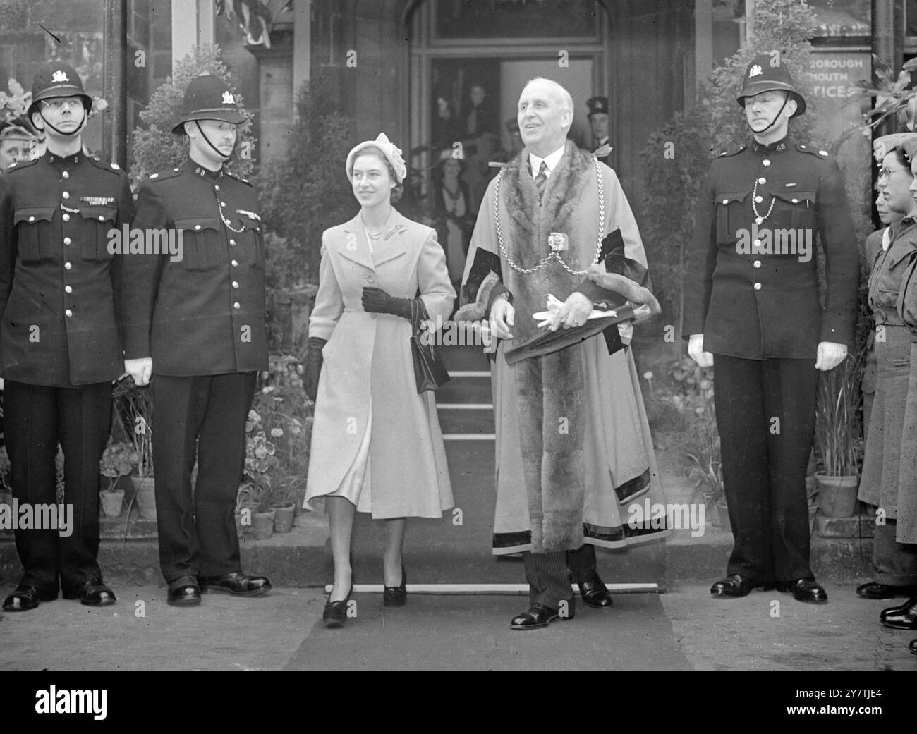 Prinzessin Margaret während ihres Besuchs in Wallsend-on-Tyne, um den riesigen Öltanker Velutina4. April 1950 zu starten Stockfoto