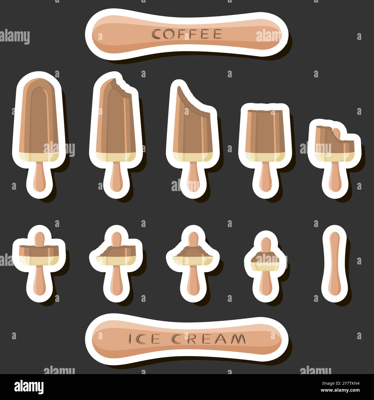 Großes buntes Set verschiedene Formen natürliches Desserteis bestehend aus verschiedenen Zutaten, Design Eis verschiedene Formen von Menü Bio Nutriti Stock Vektor