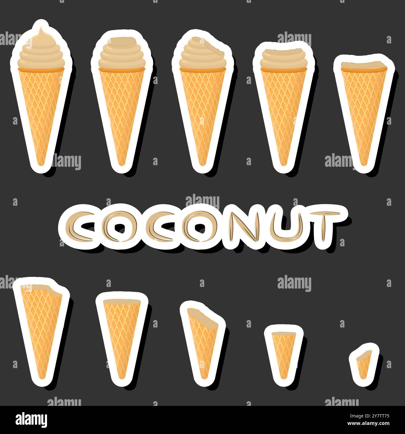 Großes buntes Set verschiedene Formen natürliches Desserteis bestehend aus verschiedenen Zutaten, Design Eis verschiedene Formen von Menü Bio Nutriti Stock Vektor