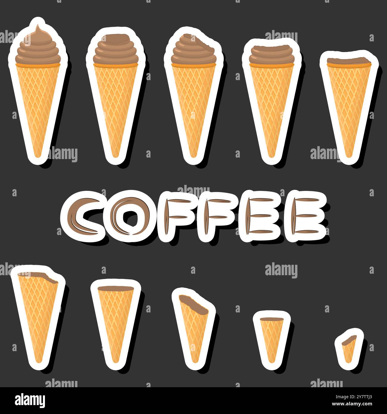 Großes buntes Set verschiedene Formen natürliches Desserteis bestehend aus verschiedenen Zutaten, Design Eis verschiedene Formen von Menü Bio Nutriti Stock Vektor