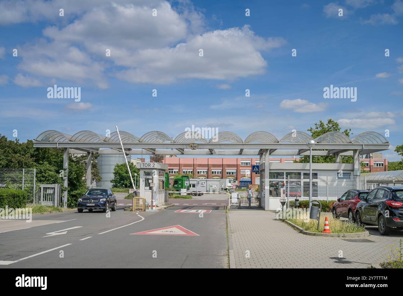 Werkstor, Mercedes Benz Werk, Daimlerstraße, Marienfelde, Tempelhof-Schöneberg, Berlin, Deutschland, Werkstor, Mercedes Benz Werk, Deutschland Stockfoto