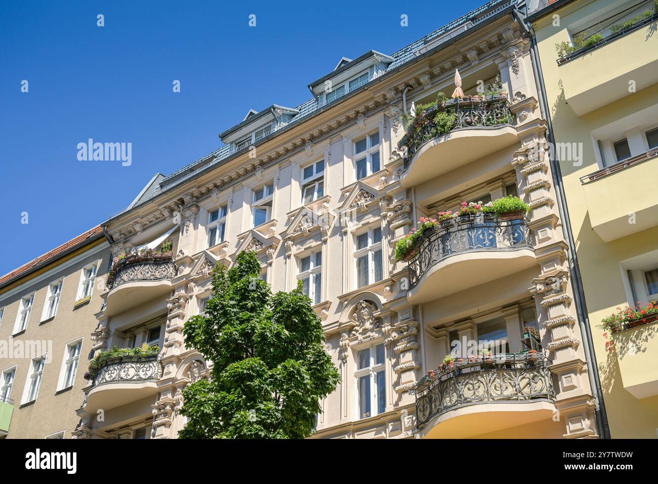 Altes Stuckgebäude, Brunhildstraße, Schöneberg, Tempelhof-Schöneberg, Berlin, Deutschland, Stuck-Altbau, Brunhildstraße, Deutschland Stockfoto