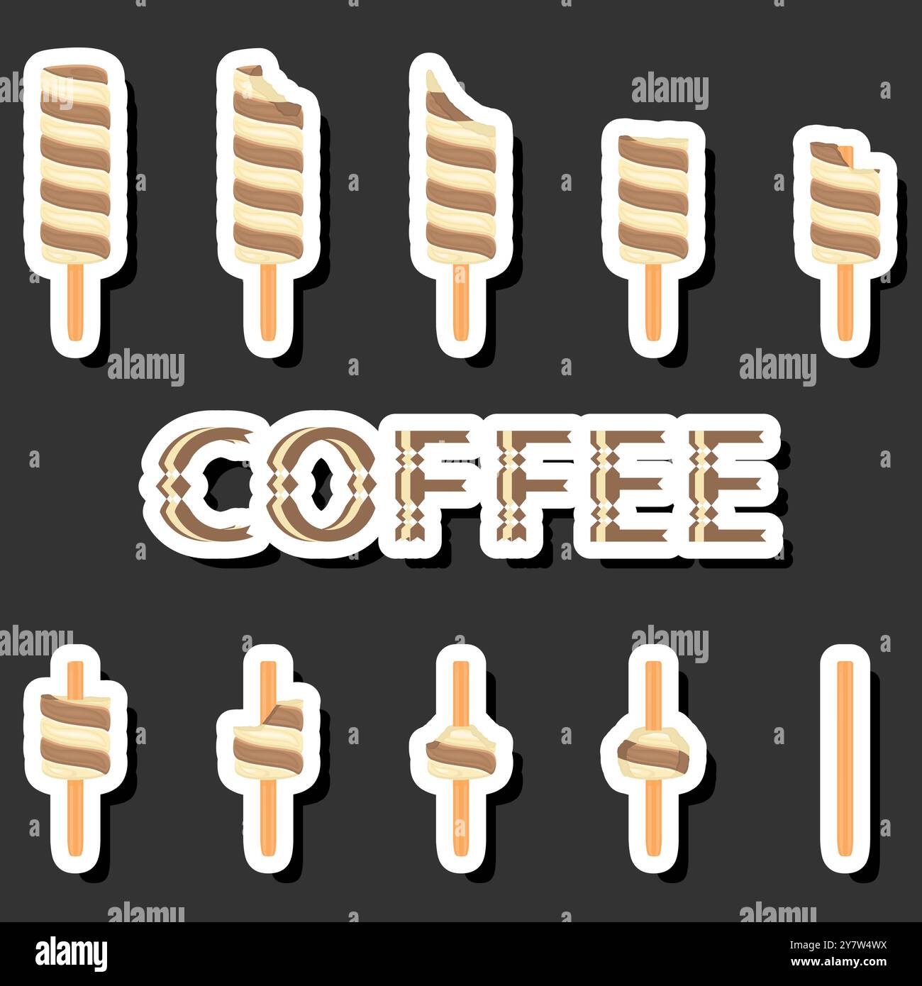 Großes buntes Set verschiedene Formen natürliches Desserteis bestehend aus verschiedenen Zutaten, Design Eis verschiedene Formen von Menü Bio Nutriti Stock Vektor