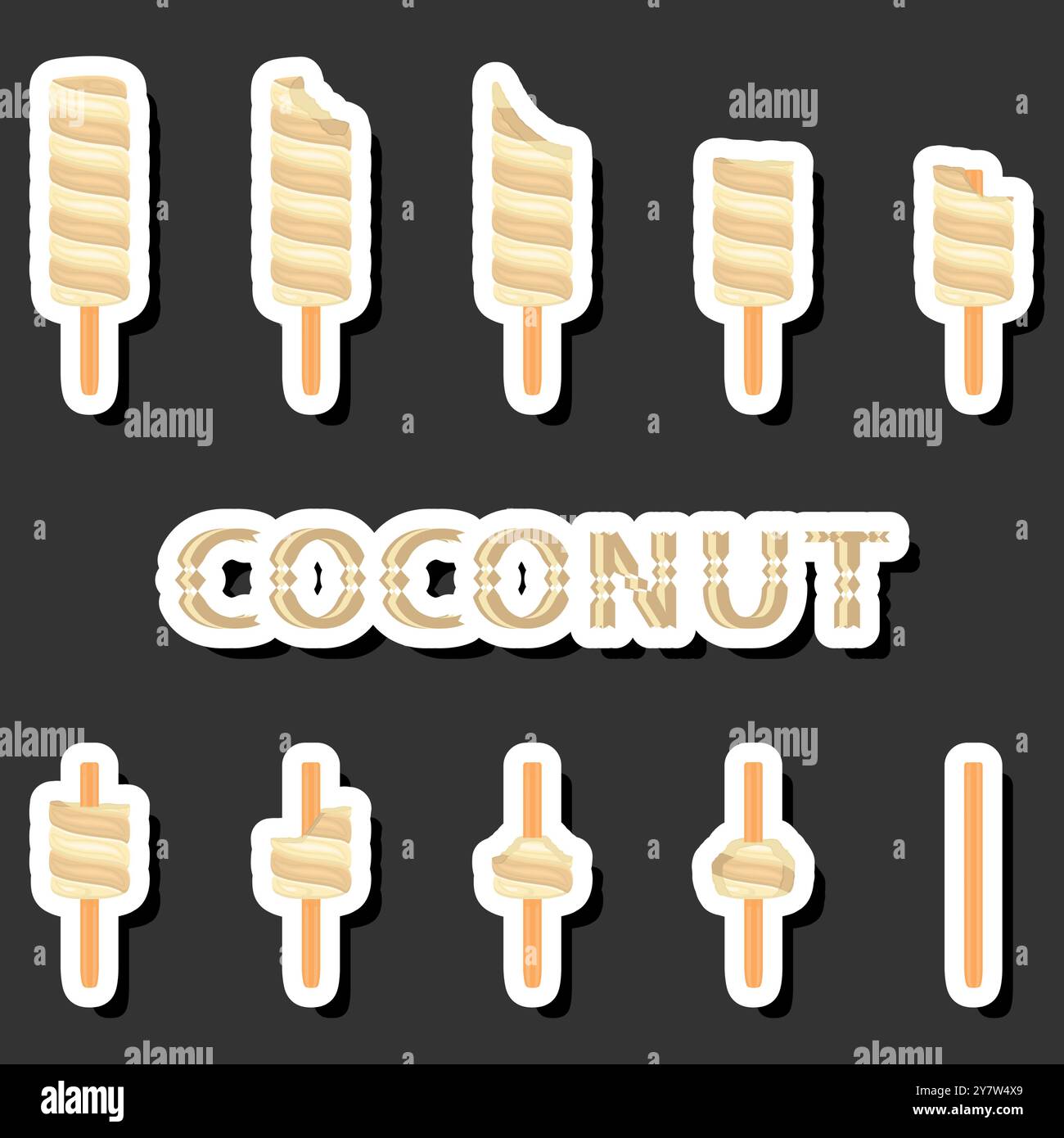 Großes buntes Set verschiedene Formen natürliches Desserteis bestehend aus verschiedenen Zutaten, Design Eis verschiedene Formen von Menü Bio Nutriti Stock Vektor