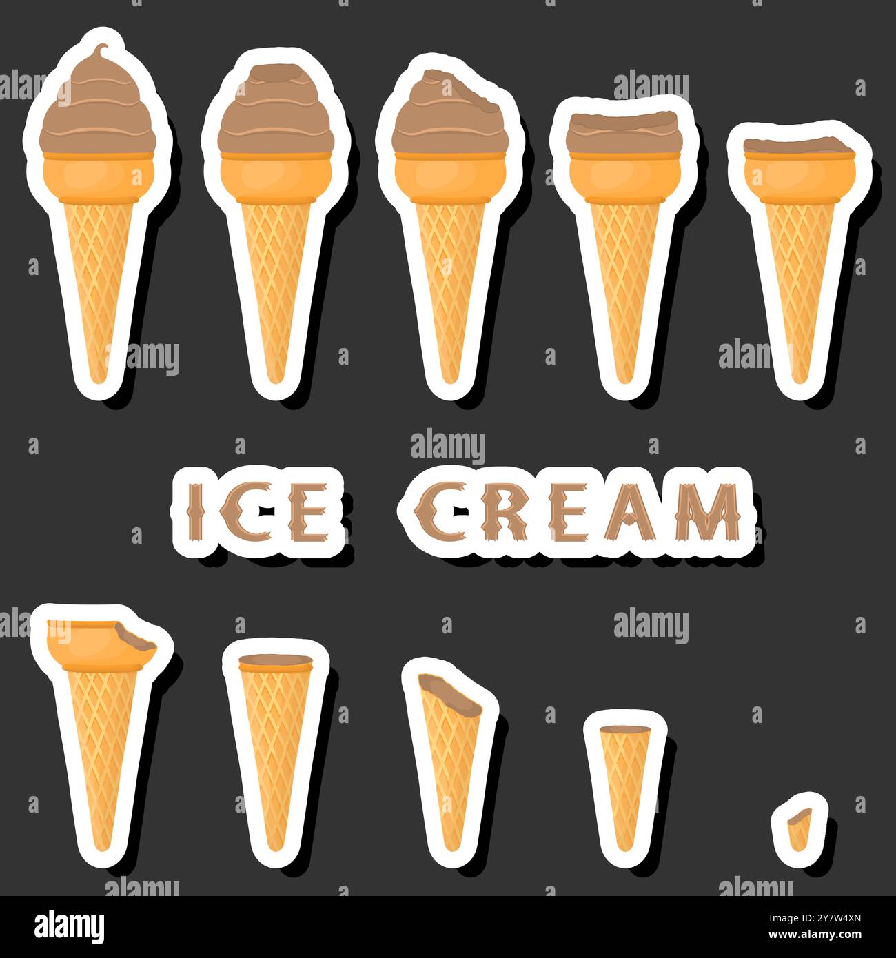 Großes buntes Set verschiedene Formen natürliches Desserteis bestehend aus verschiedenen Zutaten, Design Eis verschiedene Formen von Menü Bio Nutriti Stock Vektor