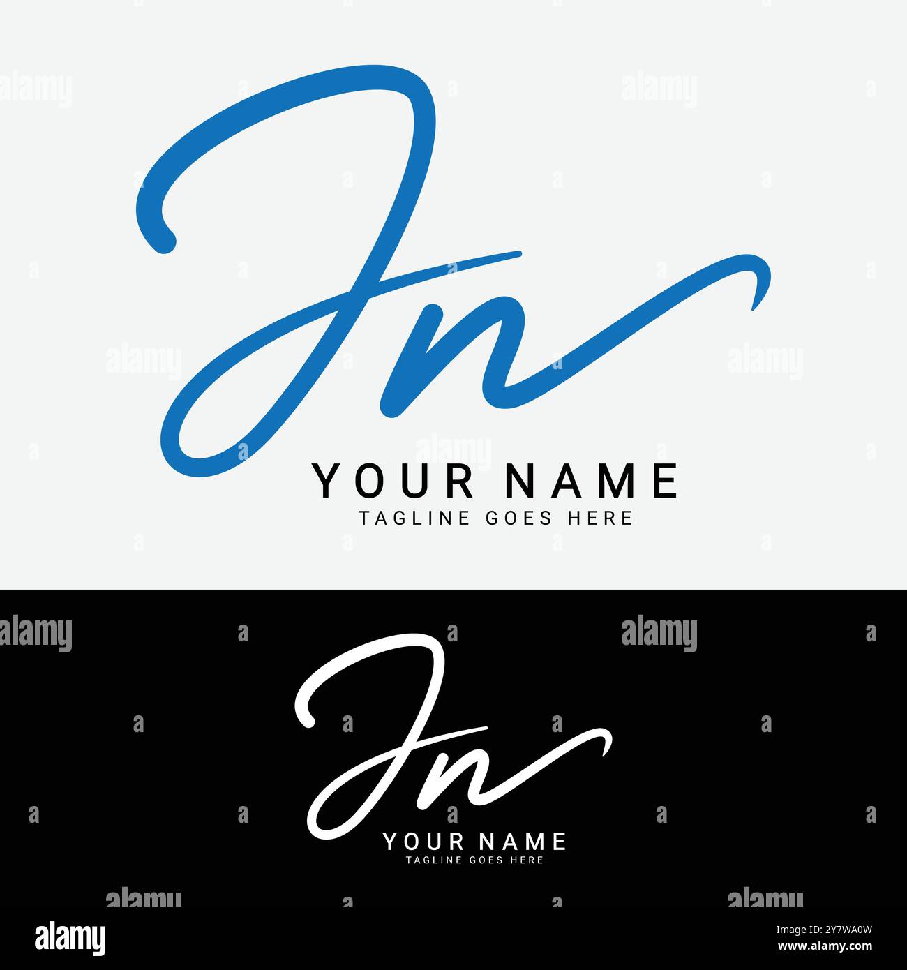 J, N, JN Initial Letter Logo. Handgeschriebenes JN Signature-Logo mit Alphabet Stock Vektor