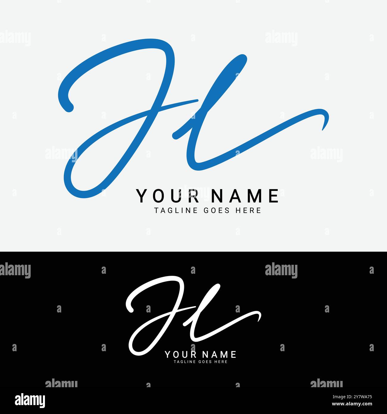 J, L, JL Anfangsbuchstabe Logo. Handgeschriebenes JL Signature-Logo mit Alphabet Stock Vektor