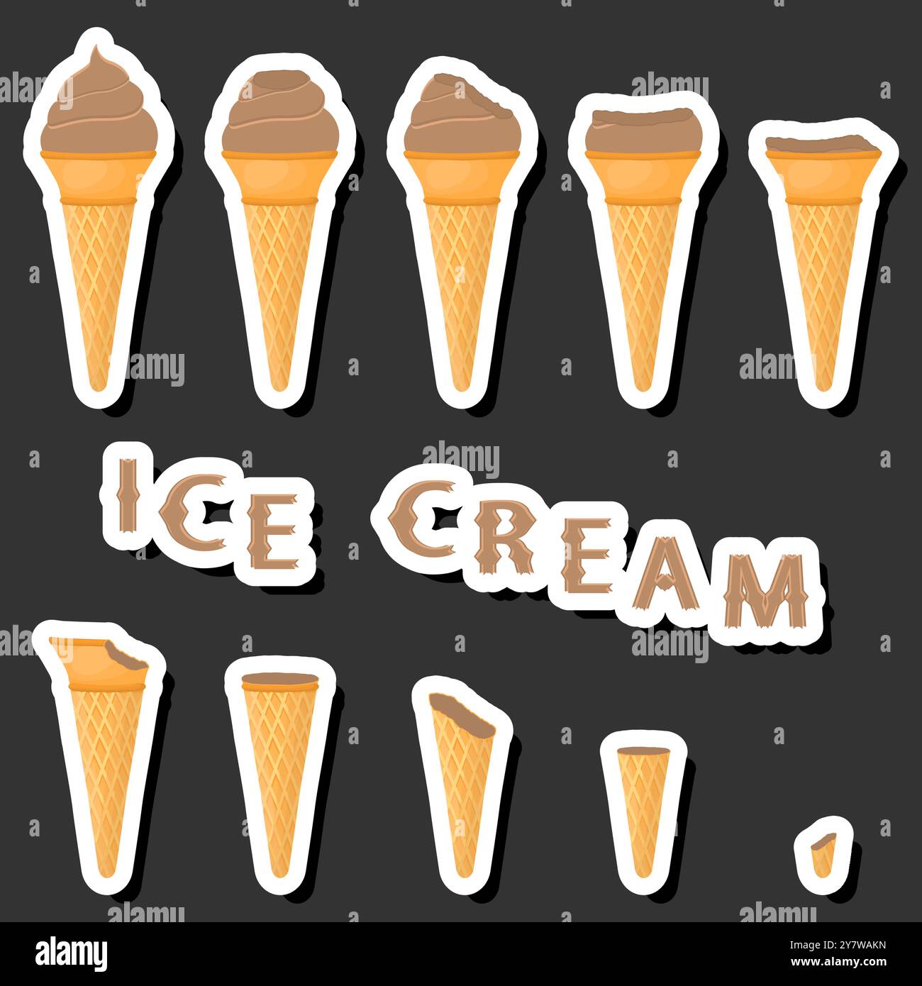 Großes buntes Set verschiedene Formen natürliches Desserteis bestehend aus verschiedenen Zutaten, Design Eis verschiedene Formen von Menü Bio Nutriti Stock Vektor