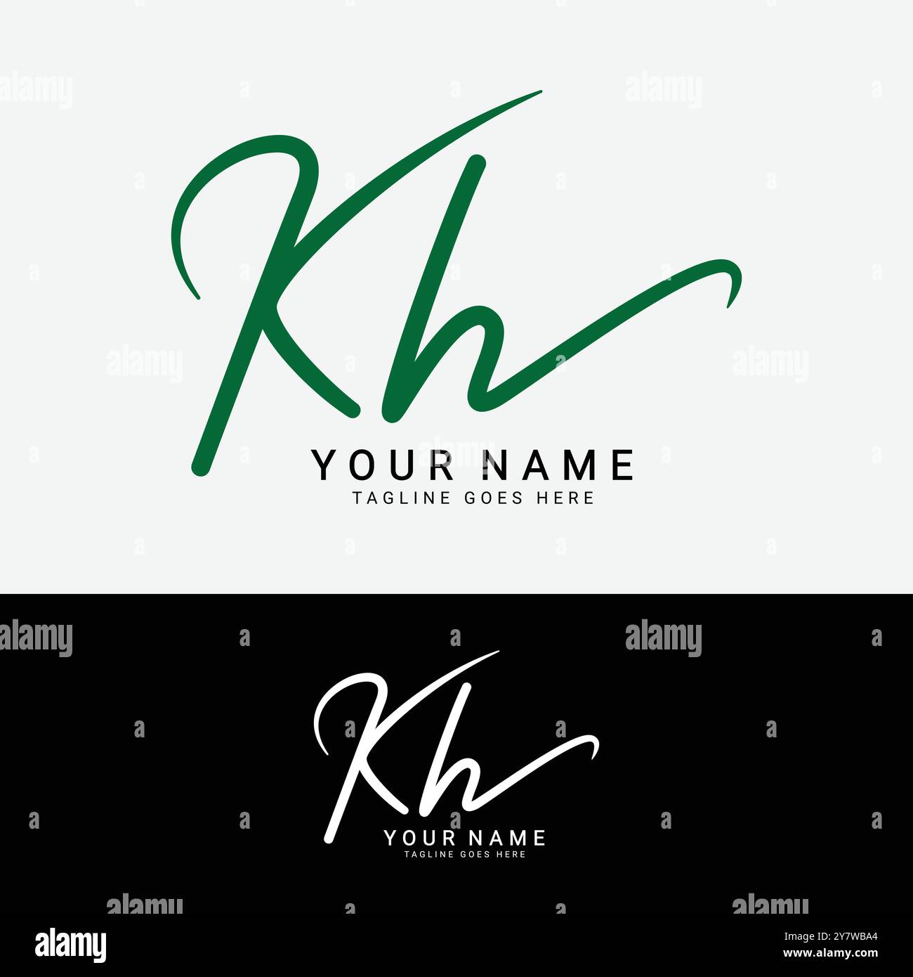 K, H, KH Anfangsbuchstabe Logo. Handgeschriebenes KH Signature-Logo mit Alphabet Stock Vektor