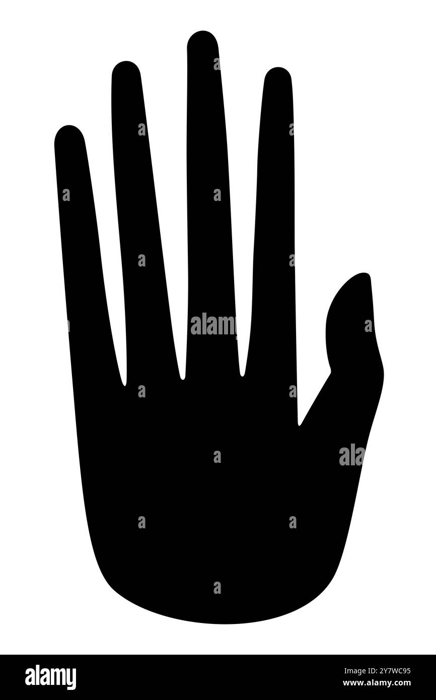 Bild einer flachen, stilisierten menschlichen Hand, ein Artefakt der Hopewell-Tradition, präkolumbianische Ureinwohner. Ausschneiden aus Blech Glimmer. Stockfoto