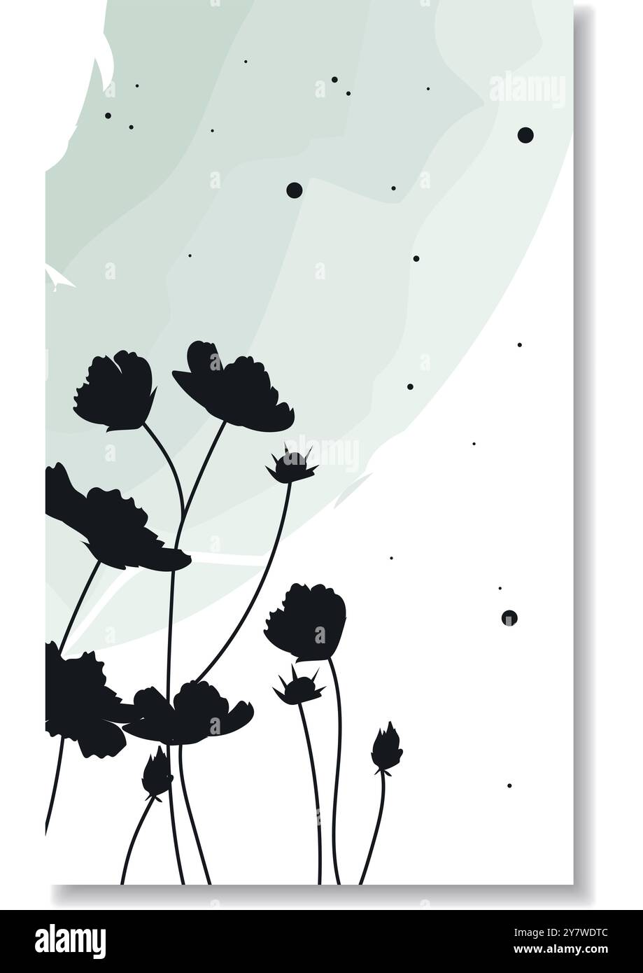 Vektor mit grünen Blumenkonturen Stock Vektor