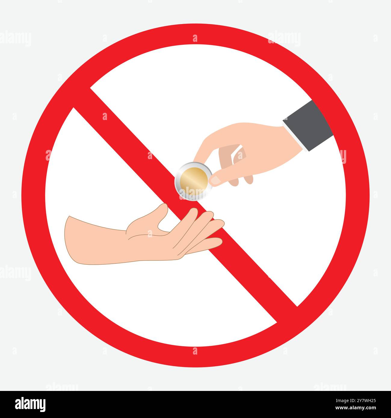 Geben Sie kein Geld an Bettler, nehmen Sie kein Bargeld an, bestechen Sie kein Konzept Stock Vektor