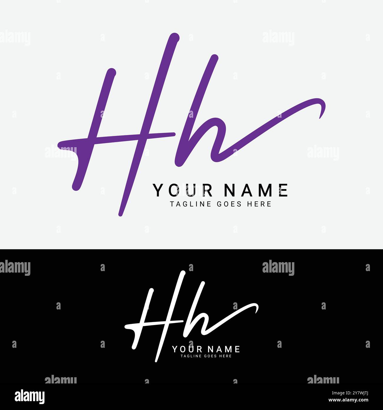 H, HH Initial Letter Logo. Handgeschriebenes HH-Signature-Logo mit Alphabet Stock Vektor
