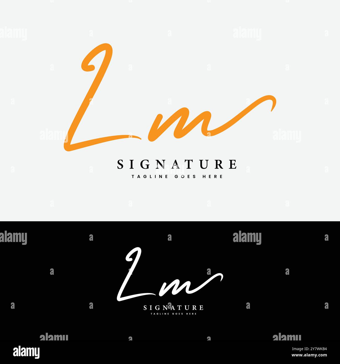 L, M, LM Anfangsbuchstabe Logo. Handgeschriebenes LM Signature-Logo mit Buchstabe Stock Vektor