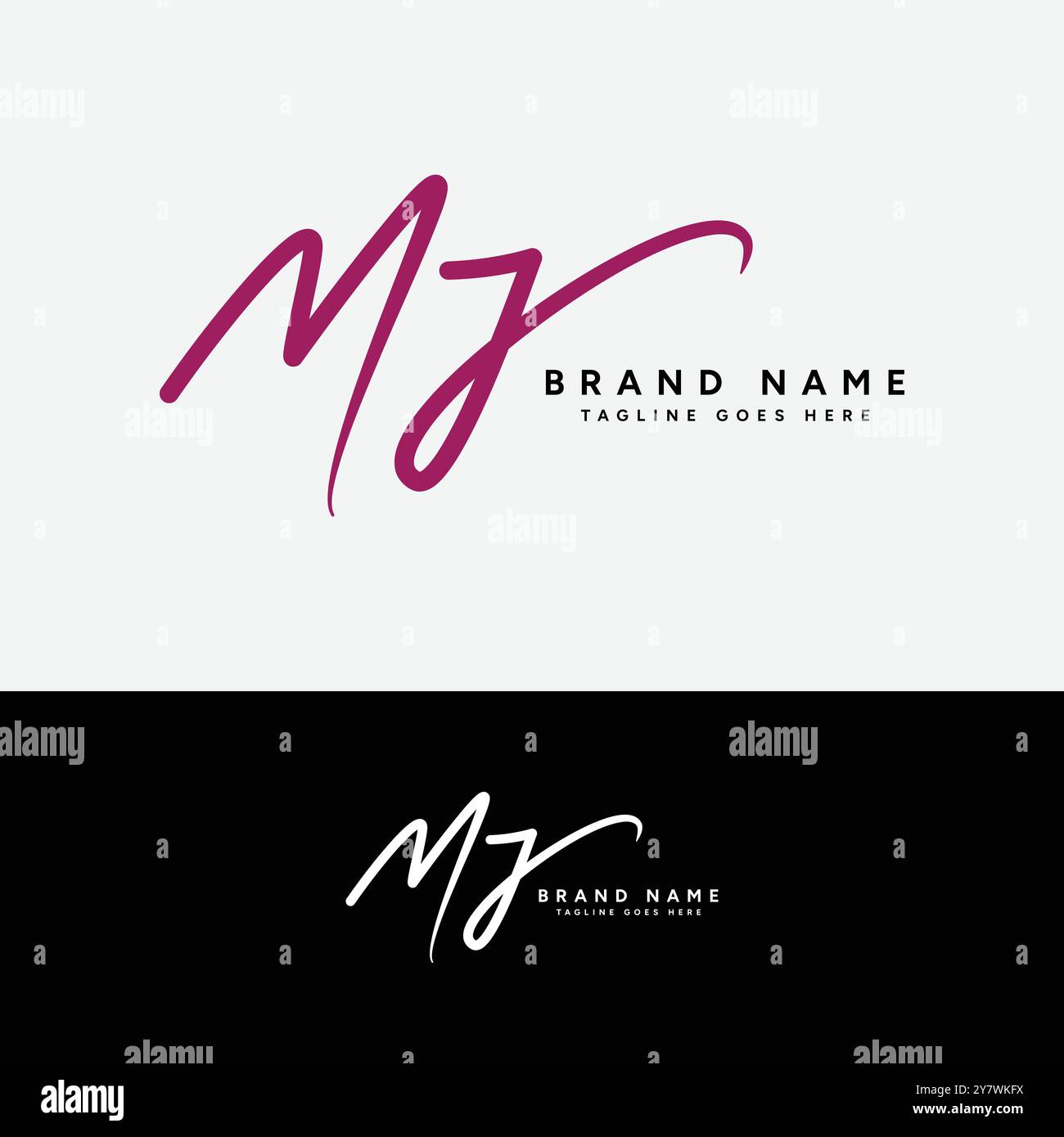 M, J, MJ Anfangsbuchstabe Logo. Handgeschriebenes Signature-Logo mit Buchstabe MJ Stock Vektor