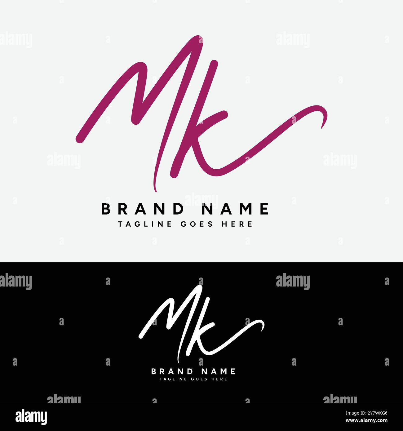 M, K, MK Anfangsbuchstabe Logo. Handgeschriebenes MK Signature-Logo mit Alphabet Stock Vektor