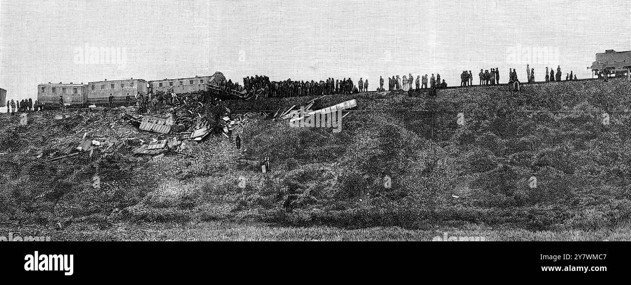 Die Eisenbahnkatastrophe In Der Nähe Von Armagh, Nord-Irland . Blick auf die andere Seite des Dammes . 22. Juni 1889 Stockfoto