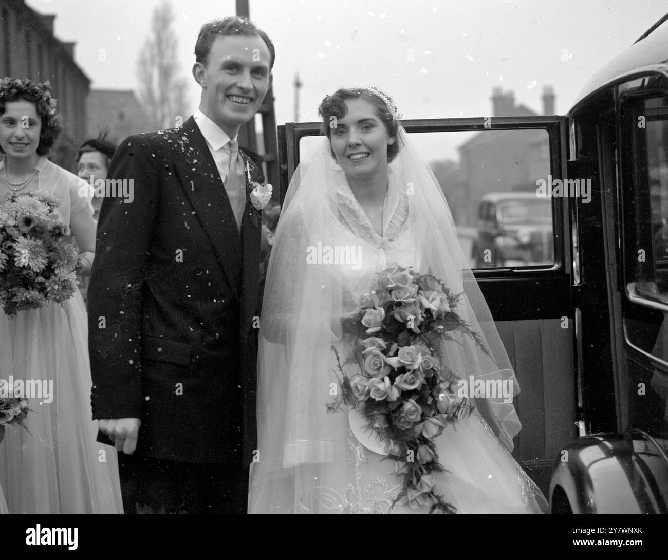 Banks/Sumner Hochzeit. Die Braut und der Bräutigam. 1954 Stockfoto