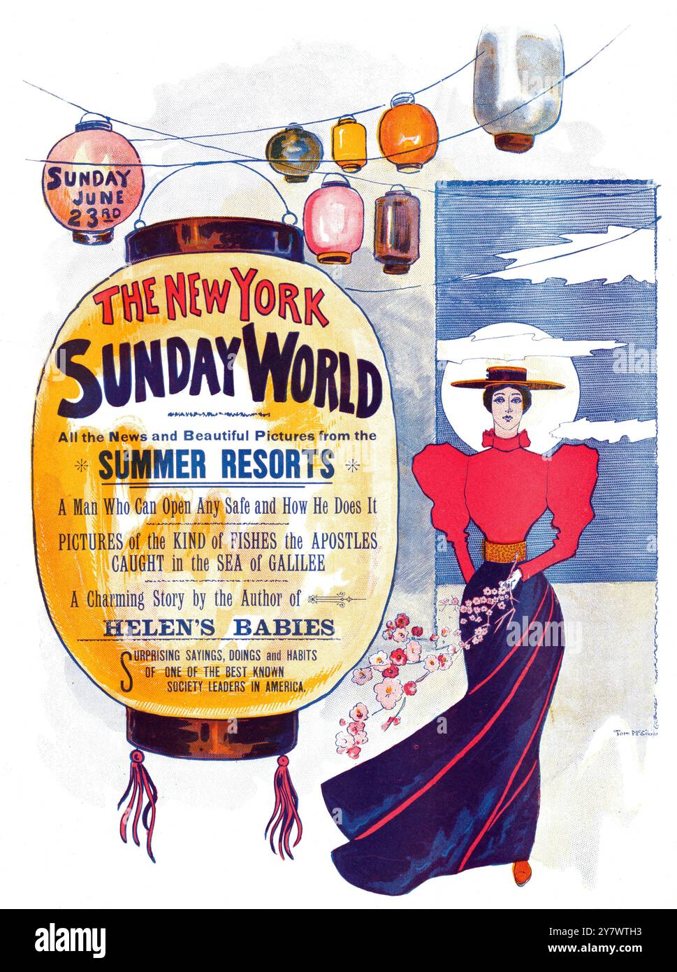 The New York Sunday World - Sonntag, 23. Juni 1895 - Sommer-Ferien - Frauen- und orientalische Lampen Stockfoto