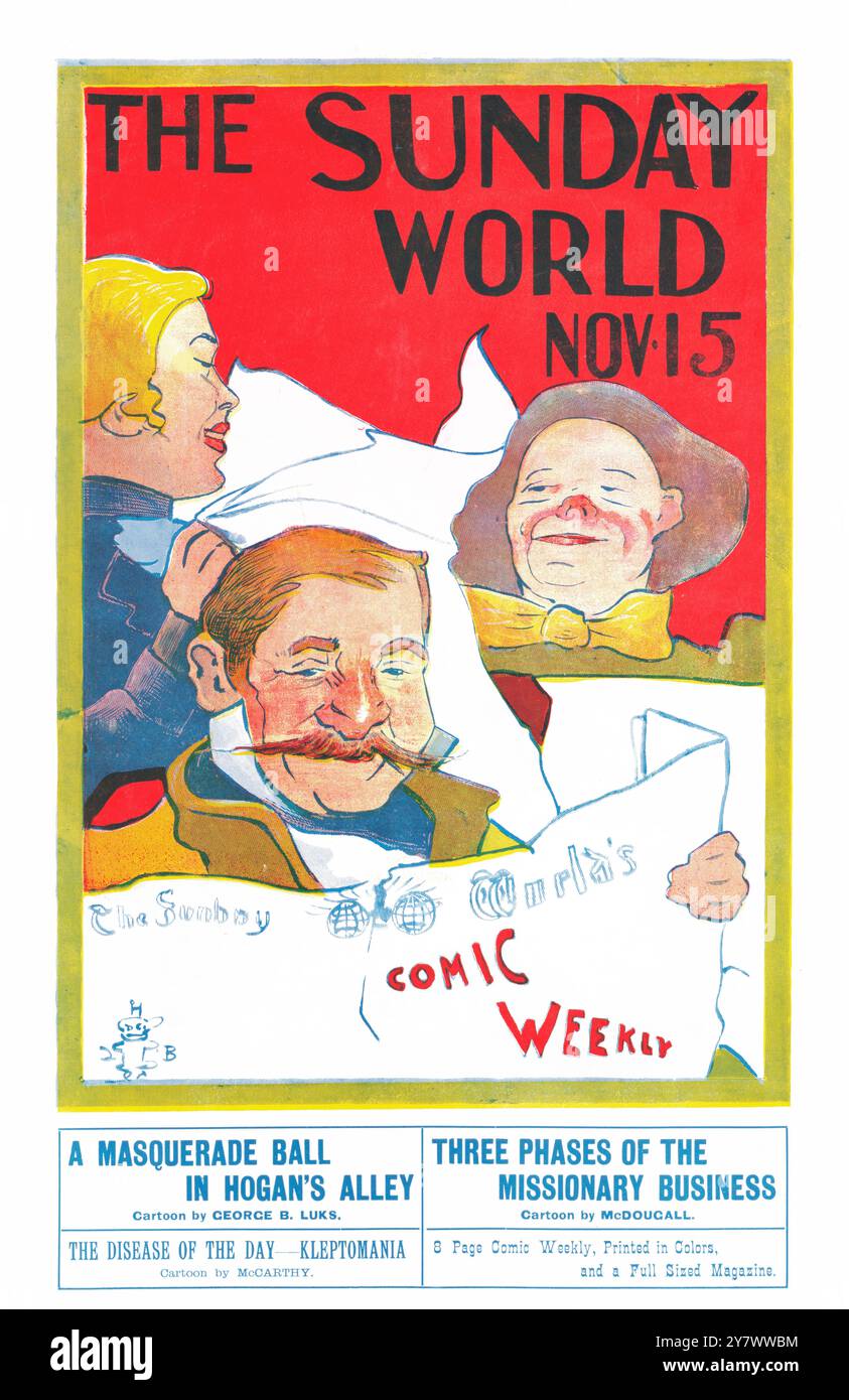 Die Sonntagswelt 15. November. 1890 - eine Illustration der Leute, die die Zeitung "die Sonntagswelt" lesen Stockfoto