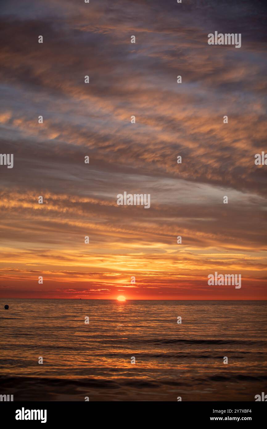 Sonnenuntergang auf Darß, Ahrenshoop, Ostsee, Fischland, Darß, Zingst, Landkreis Vorpommern-Rügen, Mecklenburg-Vorpommern, Region Vorpommern, Keim Stockfoto