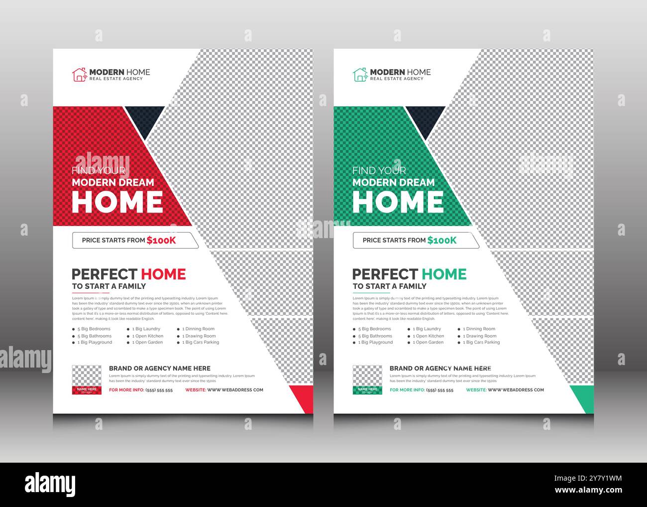 Abstraktes A4 bearbeitbares & druckfertiges Immobiliendatenblatt-Template-Design | auffällige Immobilienlisten für Immobilienmakler mit professionellem kundenspezifischem Flyer Stock Vektor