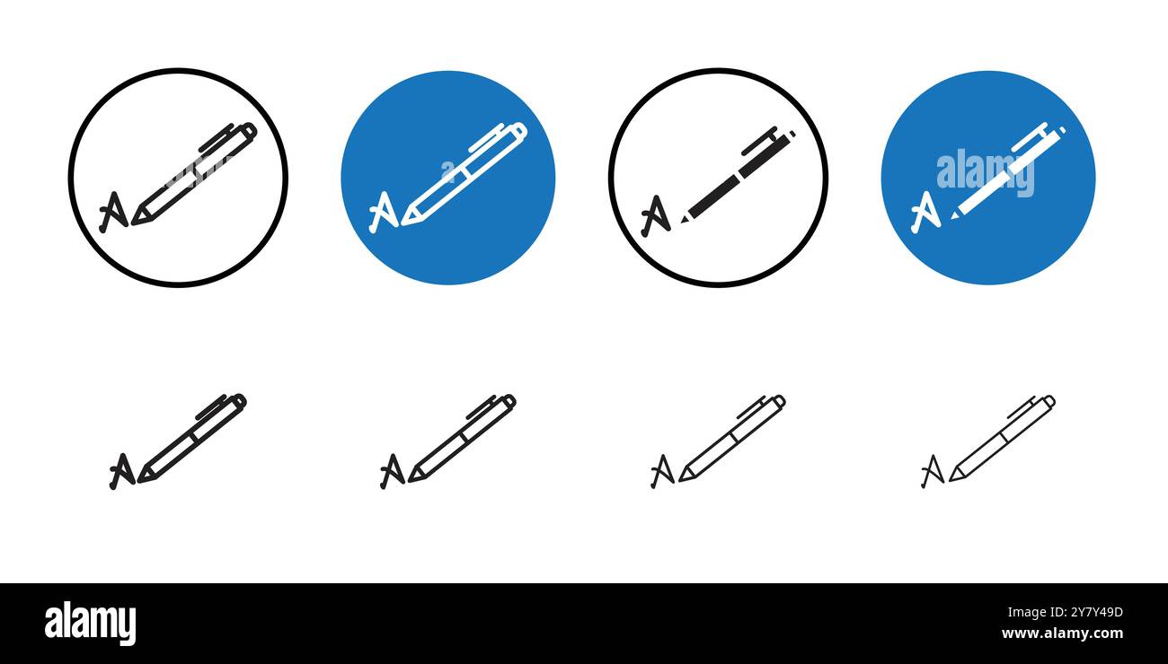 Signature Icon Black Line Art Vektor in schwarz-weiß Umrissset Collection Schild Stock Vektor