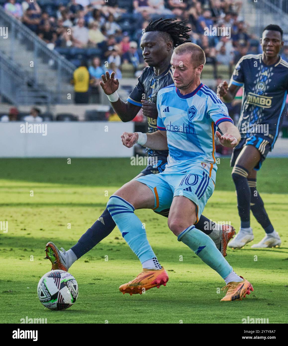 CHESTER, PA, USA - 25. AUGUST 2024: Liagues Cup-Spiel zwischen Philadelphia Union und Colorado Rapids im Subaru Park. ***NUR REDAKTIONELLE VERWENDUNG*** Stockfoto