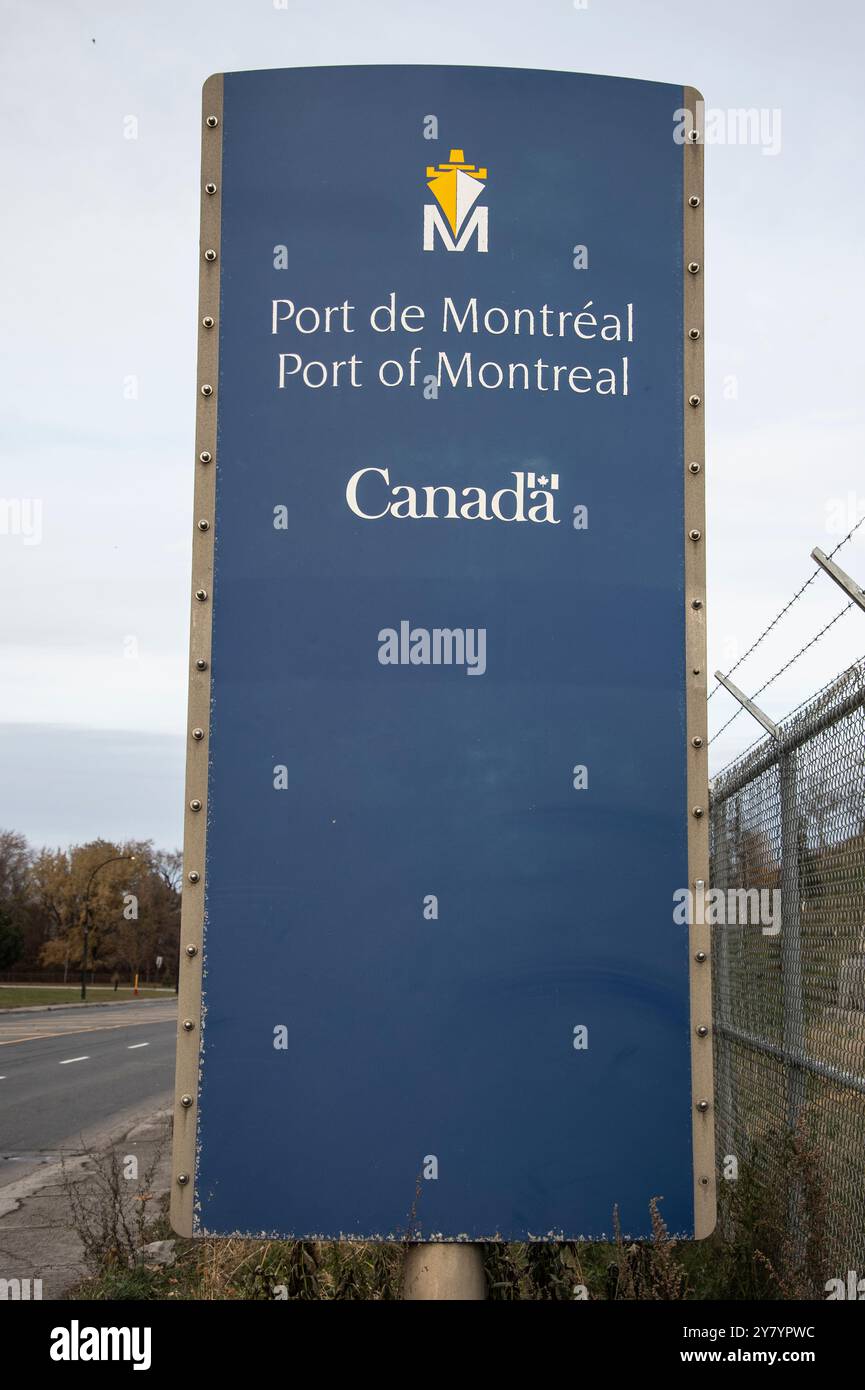 Schild für den Hafen von Montreal auf der Pierre-Dupuy Avenue in Montreal, Quebec, Kanada Stockfoto