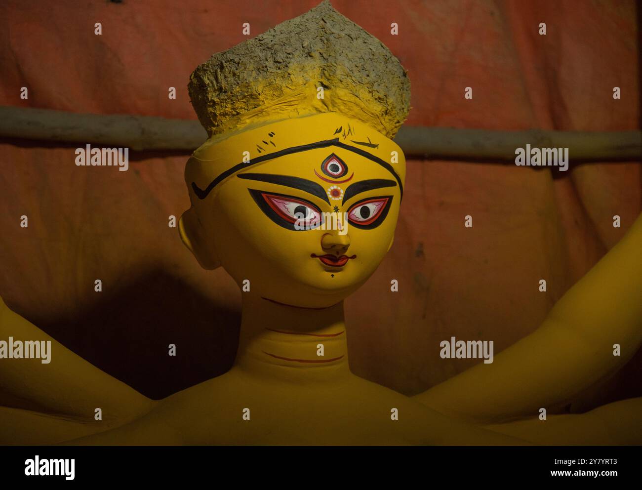 Dekoriertes Idol der hinduistischen Göttin Durga. Stockfoto