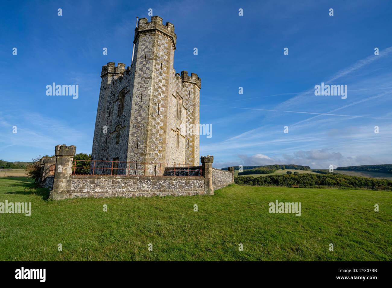 Hiorne Tower im Arundel Park, Arundel, West Sussex, England, Großbritannien. Stockfoto