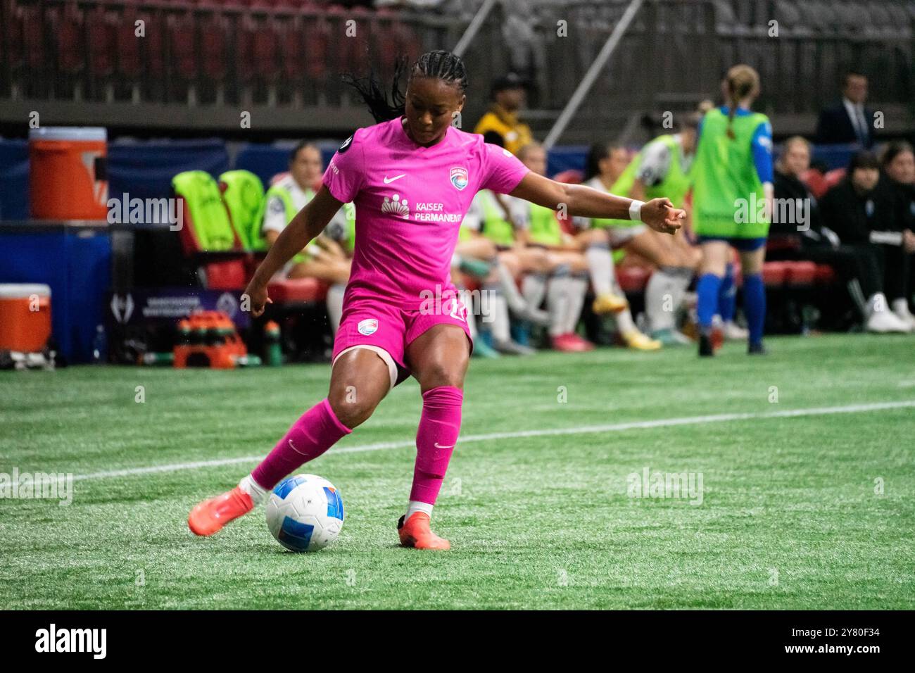 Vancouver, Kanada. Oktober 2024. Vancouver, British Columbia, Kanada, 1. Oktober 2024: Jaedyn Shaw (11 San Diego Wave) in Aktion während des Gruppenspiels des CONCACAF W Champions Cup zwischen Vancouver Whitecaps FC Girls Elite und San Diego Wave im BC Place Stadium in Vancouver, British Columbia, Kanada (NUR REDAKTIONELLE VERWENDUNG). (Amy Elle/SPP) Credit: SPP Sport Press Photo. /Alamy Live News Stockfoto