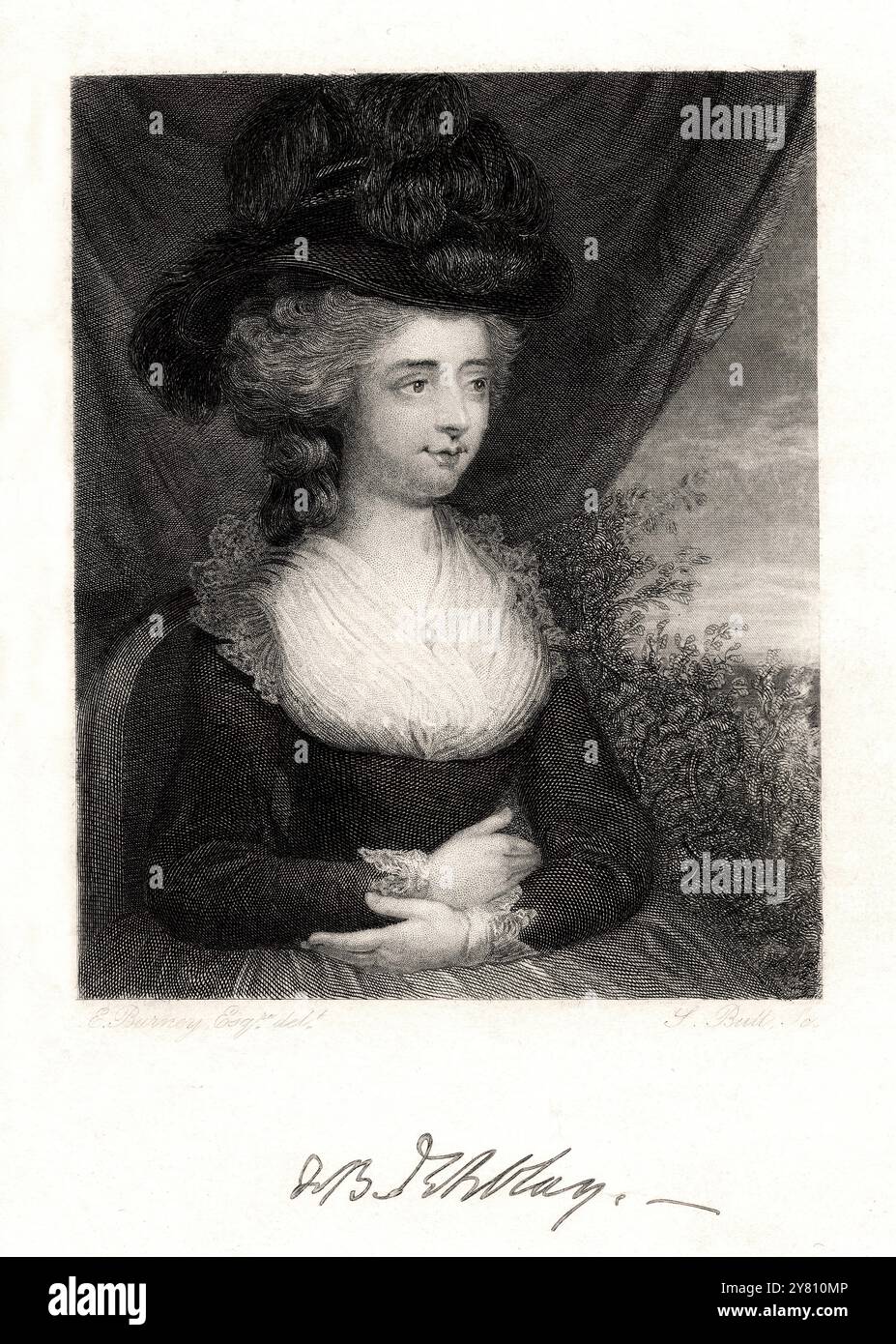 Fanny Burney, Madame D'Arblay (1752-1840) - Porträt, historischer Stich Stockfoto