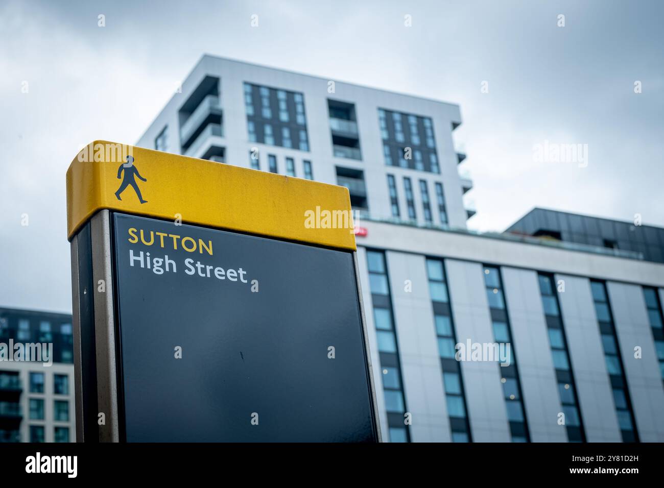 SUTTON, LONDON, 10. SEPTEMBER 2024: Sutton High Street. Stadt im Süden Londons und Verwaltungssitz des Borough of Sutton Stockfoto