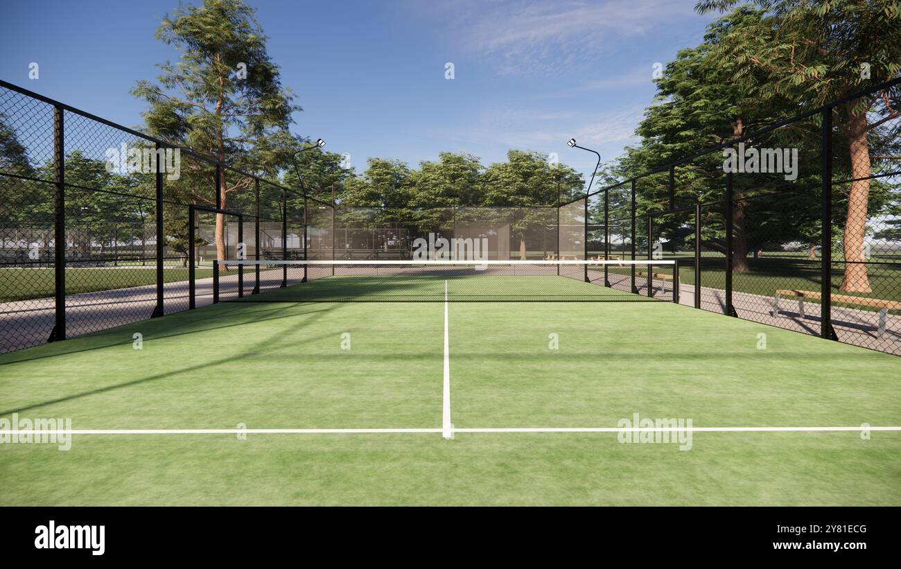 Padel-Plätze, Tennisplatz bei Tageslicht Stockfoto