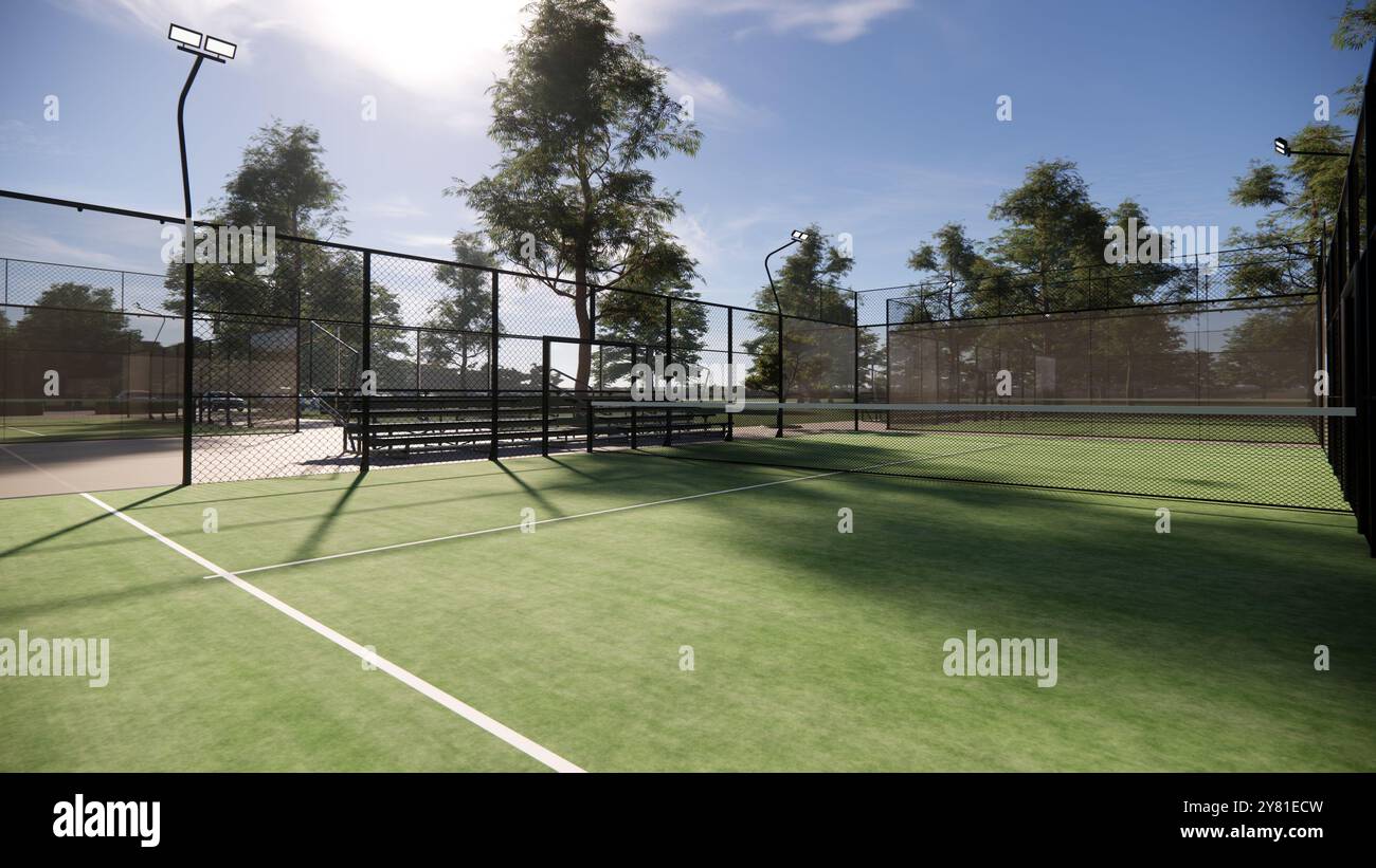 Padel-Plätze, Tennisplatz bei Tageslicht Stockfoto